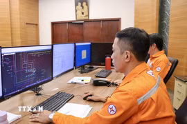 Cán bộ nhân viên Công ty Điện lực. (Ảnh: Thanh Vũ/TTXVN)