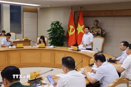 Phó Thủ tướng Nguyễn Văn Thắng chủ trì họp Hội đồng điều hành Trung tâm tài chính quốc tế tại Việt Nam. (Ảnh: Lâm Khánh/TTXVN)
