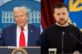 Tổng thống Donald Trump và Tổng thống Volodymyr Zelensky. (Nguồn: AFP-Getty Images/TTXVN)