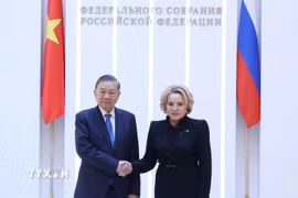 Tổng Bí thư, Chủ tịch nước Tô Lâm hội kiến Chủ tịch Thượng viện Nga Valentina Matvienko. (Ảnh: Thống Nhất/TTXVN)