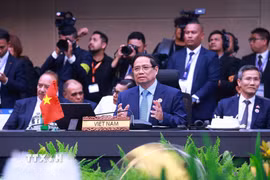 Thủ tướng Phạm Minh Chính tham dự và phát biểu tại Hội nghị Cấp cao ASEAN-Nhật Bản lần thứ 28. (Ảnh: Dương Giang/TTXVN)