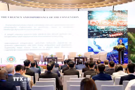 Hội thảo cấp cao "Thúc đẩy hợp tác quốc tế trong phòng, chống tội phạm mạng: Cách tiếp cận quốc gia khi thực hiện Công ước". (Ảnh: Tuấn Anh/TTXVN)