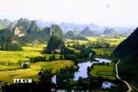 Mùa Thu Ngọc Côn đẹp như một bức tranh. (Ảnh: Quốc Đạt/TTXVN)