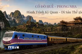 Đoàn tàu du lịch "Cố đô Huế - Phong Nha: Hành trình kỳ quan - Di sản thế giới," dự kiến đưa vào khai thác từ ngày 1/9/2026. (Ảnh: TTXVN phát) 