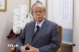 (Tư liệu) Cựu Thủ tướng Nhật Bản Yasuo Fukuda trả lời phỏng vấn báo chí tại Tokyo, Nhật Bản ngày 25/11/2022. (Ảnh: THX/TTXVN phát)