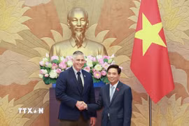 Phó Chủ tịch Quốc hội Nguyễn Doãn Anh cùng Hạ nghị sỹ Mỹ Michael Baumgartner. (Ảnh: Tuấn Anh/TTXVN)
