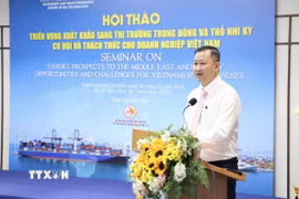 Ông Trần Phú Lữ,Trung tâm Xúc tiến Thương mại và Đầu tư thành phố Hồ Chí Minh phát biểu. (Ảnh: Xuân Anh/TTXVN)