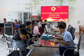 Trung tâm hành chính công xã Quảng Trực vận hành thông suốt, đảm bảo công việc thông suốt, không gián đoạn. (Ảnh: TTXVN phát)