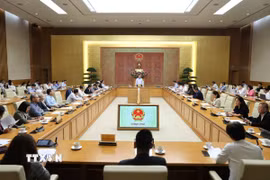 Quang cảnh buổi làm việc. (Ảnh: Chu Thanh Vân/TTXVN)