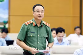 Thượng tướng Phạm Thế Tùng, Thứ trưởng Bộ Công an phát biểu. (Ảnh: Doãn Tấn/TTXVN)