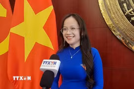 Chị Lê Nguyệt Quỳnh, sinh viên Đại học Thanh Hoa cho rằng: chuyến thăm có ý nghĩa quan trọng, tiếp thêm niềm tin cho cộng đồng lưu học sinh Việt Nam tại Trung Quốc. (Ảnh: Quang Hưng/TTXVN)