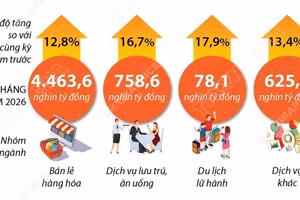 Tổng mức bán lẻ hàng hóa và doanh thu dịch vụ tiêu dùng tăng 13,4%