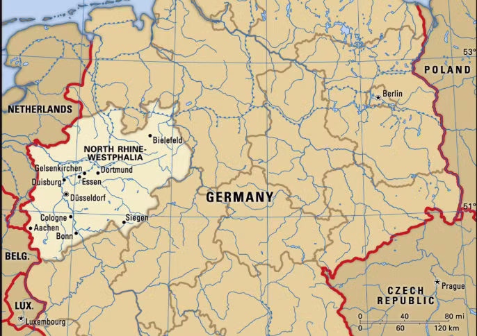 North Rhine-Westphalia - bang đông dân nhất nước Đức. (Nguồn: britannica.com)