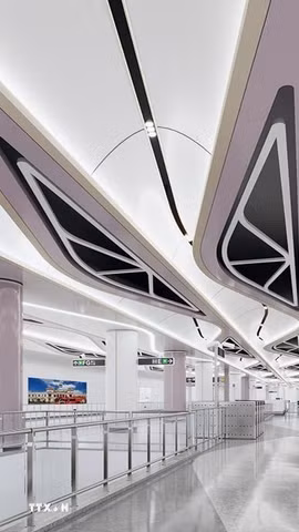 Phối cảnh nhà ga Tao Đàn của tuyến metro số 2 (Bến Thành-Tham Lương). (Ảnh: TTXVN phát)