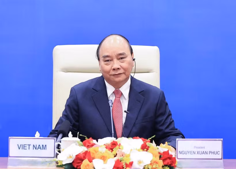 Chủ tịch nước Nguyễn Xuân Phúc phát biểu. (Ảnh: Thống Nhất/TTXVN)