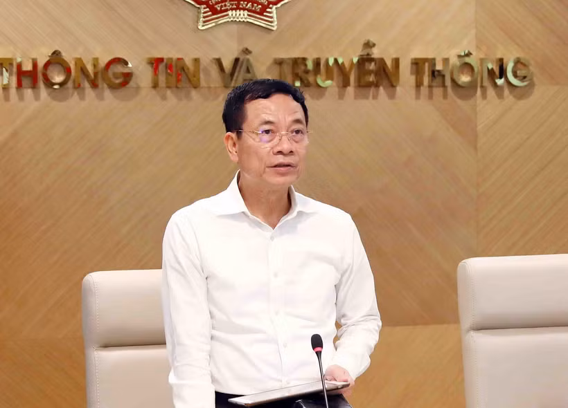 Bộ trưởng Bộ Thông tin và Truyền thông Nguyễn Mạnh Hùng. (Ảnh: Phạm Kiên/TTXVN)