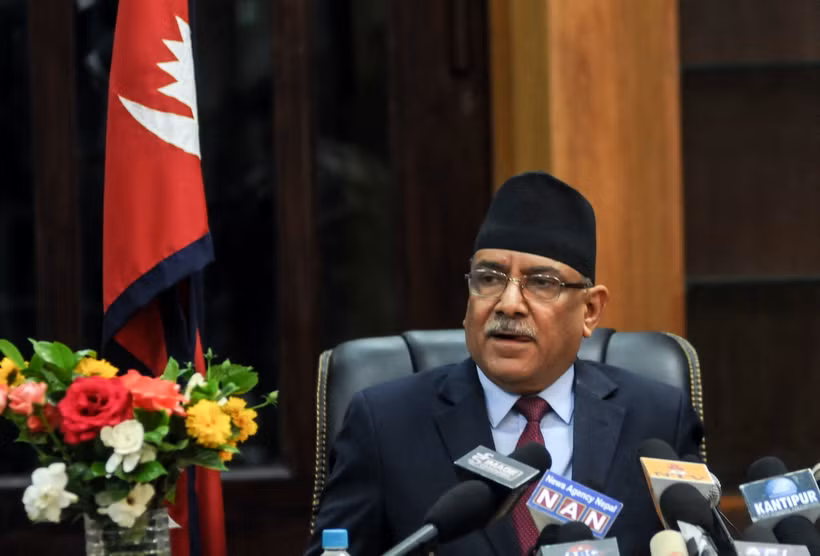 Thủ tướng Nepal Pushpa Kamal Dahal phát biểu tại Kathmandu. (Ảnh: AFP/TTXVN)