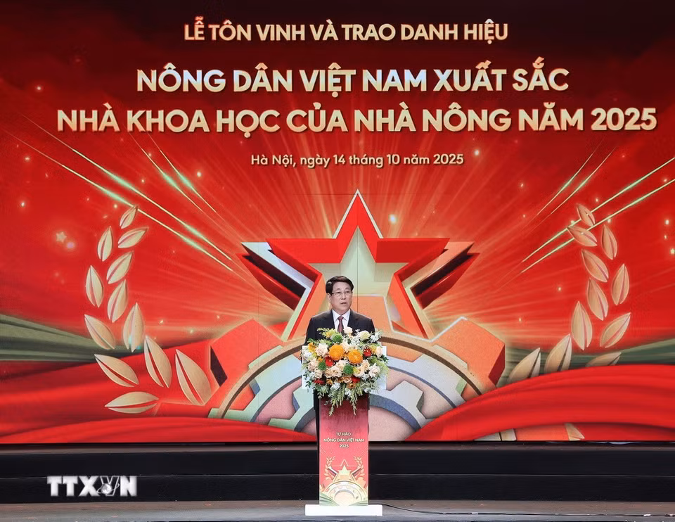 Chủ tịch nước Lương Cường phát biểu. (Ảnh: Lâm Khánh/TTXVN)