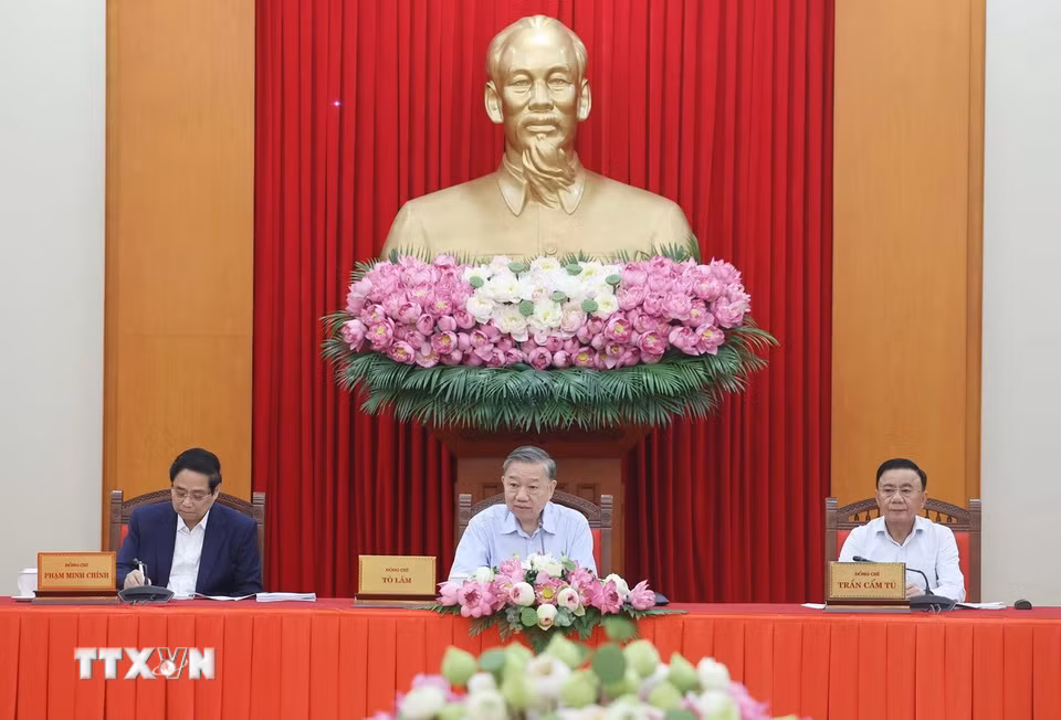 Tổng Bí thư Tô Lâm chủ trì buổi làm việc. (Ảnh: Thống Nhất/TTXVN)