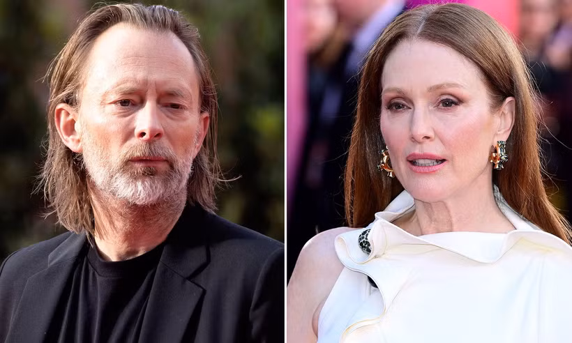 Ca sỹ Thom Yorke (trái) và diễn viên Julianne Moore.. (Ảnh: Rex/Shutterstock)