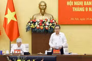 Ủy viên Bộ Chính trị, Bí thư Đảng ủy Quốc hội, Chủ tịch Quốc hội Trần Thanh Mẫn phát biểu. (Ảnh: Doãn Tấn/TTXVN)
