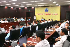 Ủy ban Nhân dân thành phố Đà Nẵng tổ chức họp khẩn chuẩn bị công tác ứng phó bão số 12. (Ảnh: Thanh Phong/Vietnam+)