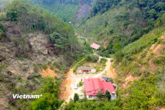 Lọt thỏm giữa những quả đồi, gia đình ông Riáh Ka, đồng bào Cơ Tu là một trong những hộ dân tận dụng nguồn vốn chính sách hiệu quả để phát triển kinh tế. (Ảnh: Thanh Phong/Vietnam+)