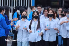 Thí sinh dự thi tốt nghiệp trung học phổ thông năm 2025. (Ảnh: Hoài Nam/Vietnam+)