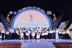 Chương trình vinh danh 22 thanh niên khuyết tật tiêu biểu. (Ảnh: Vietnam+)