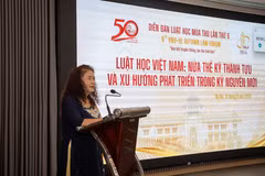 Các diễn giả chia sẻ tham luận tại phiên toàn thể. (Ảnh: Vietnam+)