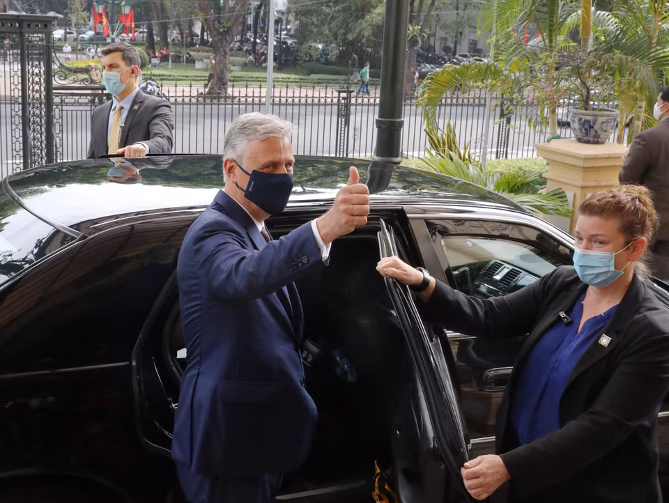 Cố vấn An ninh Quốc gia Mỹ Robert O’Brien kết thúc buổi nói chuyện với sinh viên Học viên Ngoại giao. (Ảnh: Lâm Khánh/TTXVN)