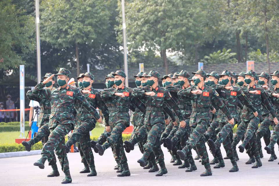 Đội tuyển Quân đội Việt Nam tại lễ khai mạc. (Ảnh: Trọng Đức/TTXVN)