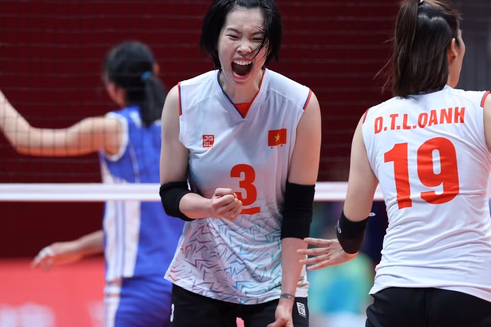 Niềm vui chiến thắng của Thanh Thúy (3). (Ảnh: Hoàng Linh/TTXVN)