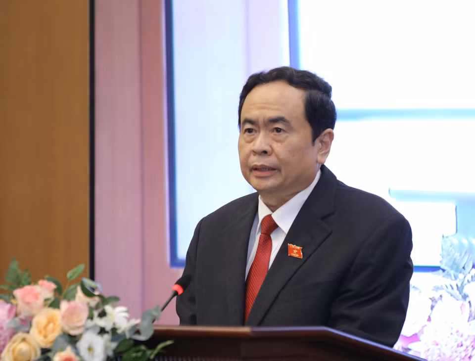 Ông Trần Thanh Mẫn, Phó Chủ tịch Thường trực Quốc hội, Phó Chủ tịch Hội đồng bầu cử Quốc gia, phát biểu. (Ảnh: Nguyễn Điệp/TTXVN)