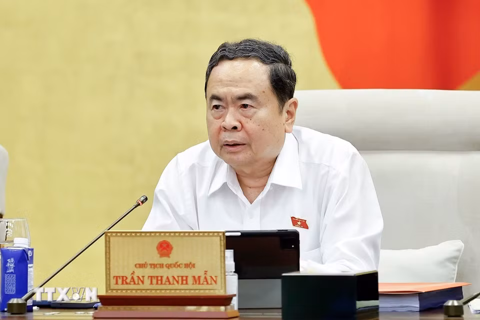 Chủ tịch Quốc hội Trần Thanh Mẫn phát biểu. (Ảnh: Doãn Tấn/TTXVN)