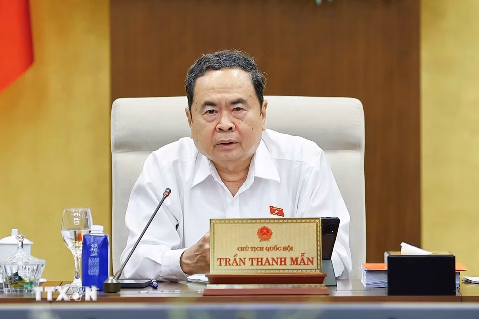 Chủ tịch Quốc hội Trần Thanh Mẫn phát biểu. (Ảnh: Doãn Tấn/TTXVN)