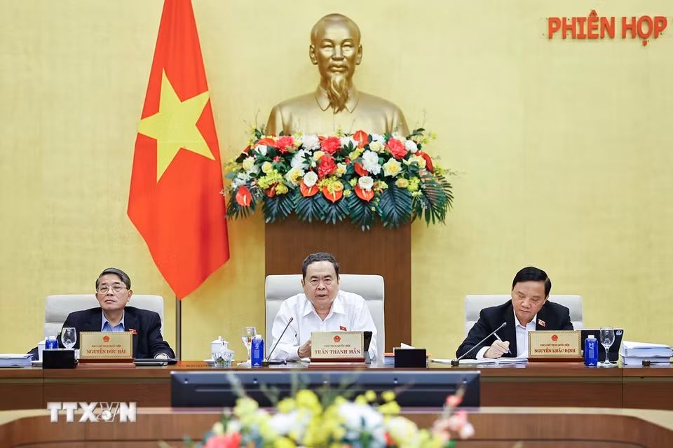 Chủ tịch Quốc hội Trần Thanh Mẫn phát biểu. (Ảnh: Doãn Tấn/TTXVN)