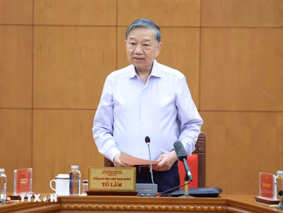 Tổng Bí thư, Chủ tịch nước Tô Lâm phát biểu chỉ đạo. (Ảnh: Thống Nhất/TTXVN)