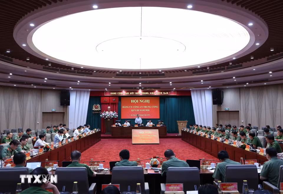 Hội nghị Đảng ủy Công an Trung ương quý 3 năm 2026. (Ảnh: Thống Nhất/TTXVN)
