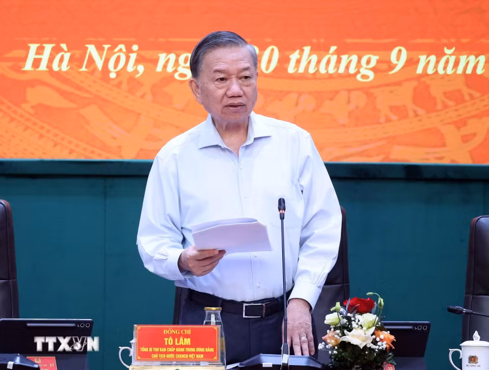 Tổng Bí thư, Chủ tịch nước Tô Lâm phát biểu chỉ đạo. (Ảnh: Thống Nhất/TTXVN)