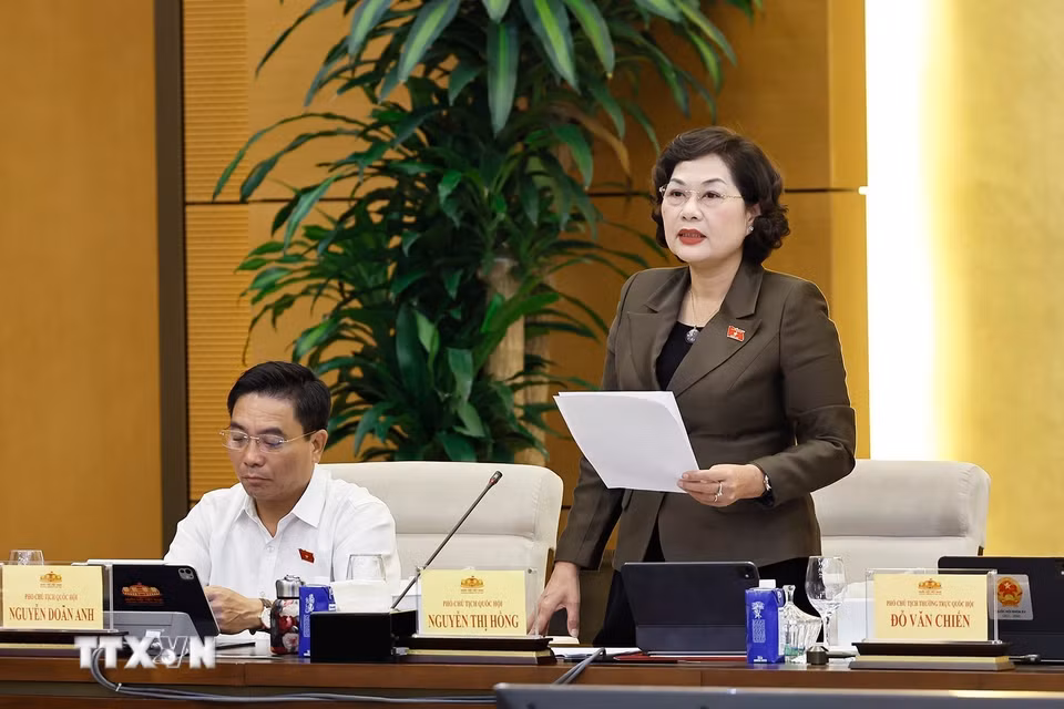 Phó Chủ tịch Quốc hội Nguyễn Thị Hồng phát biểu. (Ảnh: Doãn Tấn/TTXVN)
