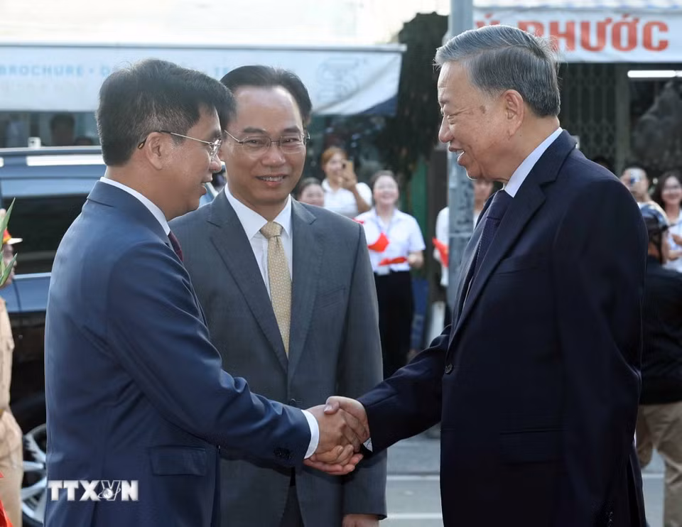 Tổng Bí thư, Chủ tịch nước Tô Lâm đến dự Lễ kỷ niệm 50 năm thành lập Đại học Kinh tế Thành phố Hồ Chí Minh. (Ảnh: Thống Nhất/TTXVN)