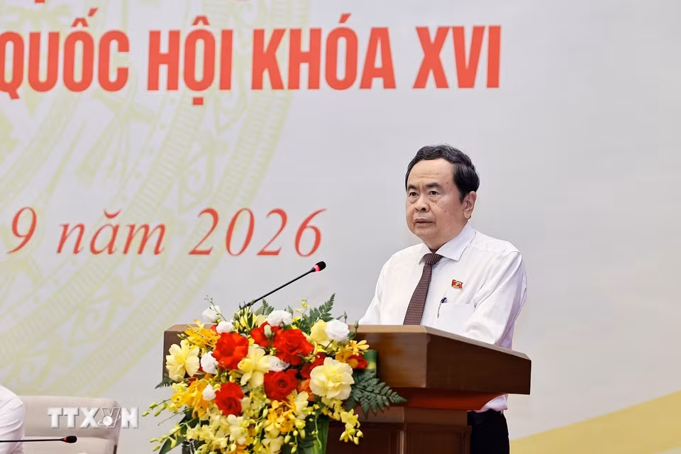 Chủ tịch Quốc hội Trần Thanh Mẫn phát biểu khai mạc Hội nghị. (Ảnh: Doãn Tấn/TTXVN)