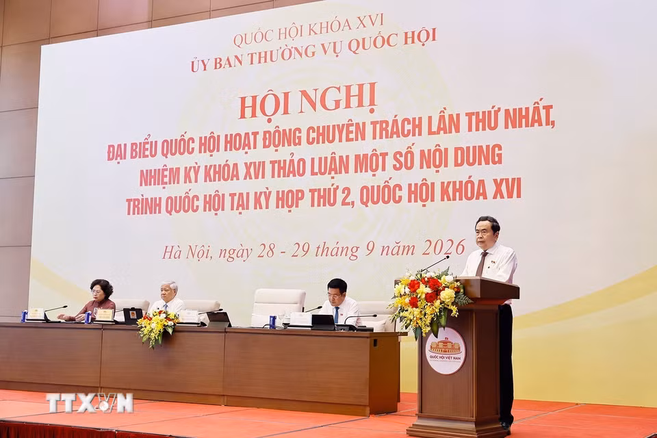 Chủ tịch Quốc hội Trần Thanh Mẫn phát biểu khai mạc Hội nghị. (Ảnh: Doãn Tấn/TTXVN)
