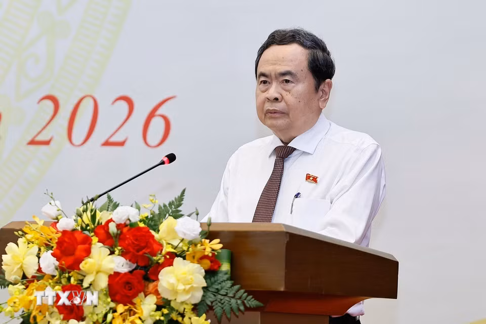 Chủ tịch Quốc hội Trần Thanh Mẫn phát biểu khai mạc Hội nghị. (Ảnh: Doãn Tấn/TTXVN)