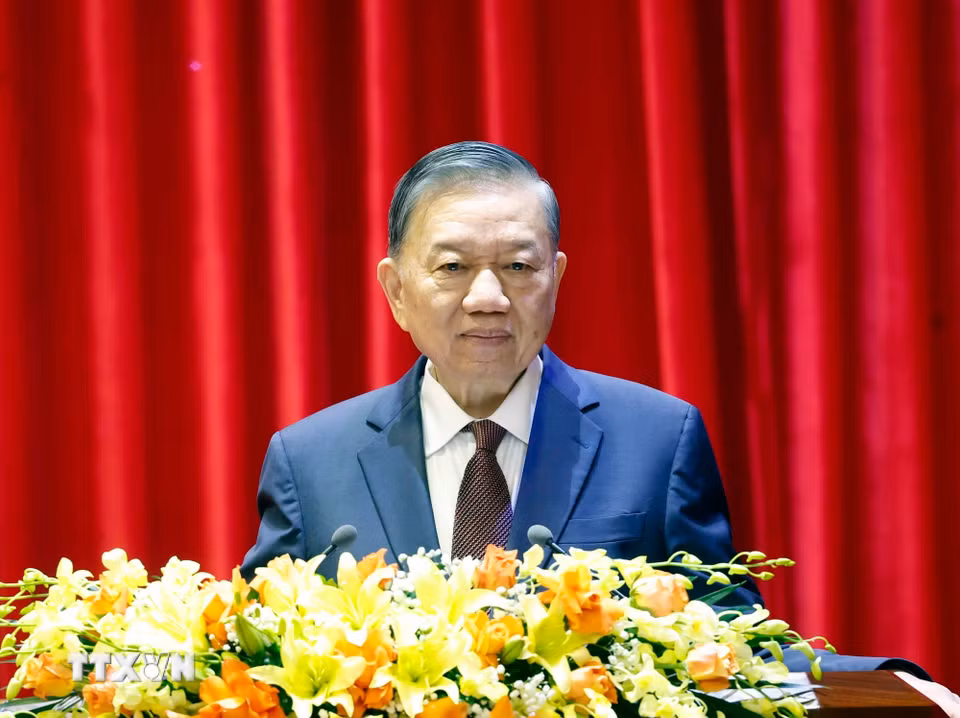 Giáo sư-Tiến sỹ Tô Lâm, Tổng Bí thư, Chủ tịch nước phát biểu chỉ đạo. (Ảnh: Thống Nhất/TTXVN)