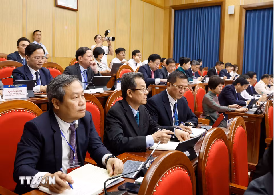 Các học viên là các đồng chí Ủy viên Ban Chấp hành Trung ương Đảng khóa XIV. (Ảnh: Thống Nhất/TTXVN)