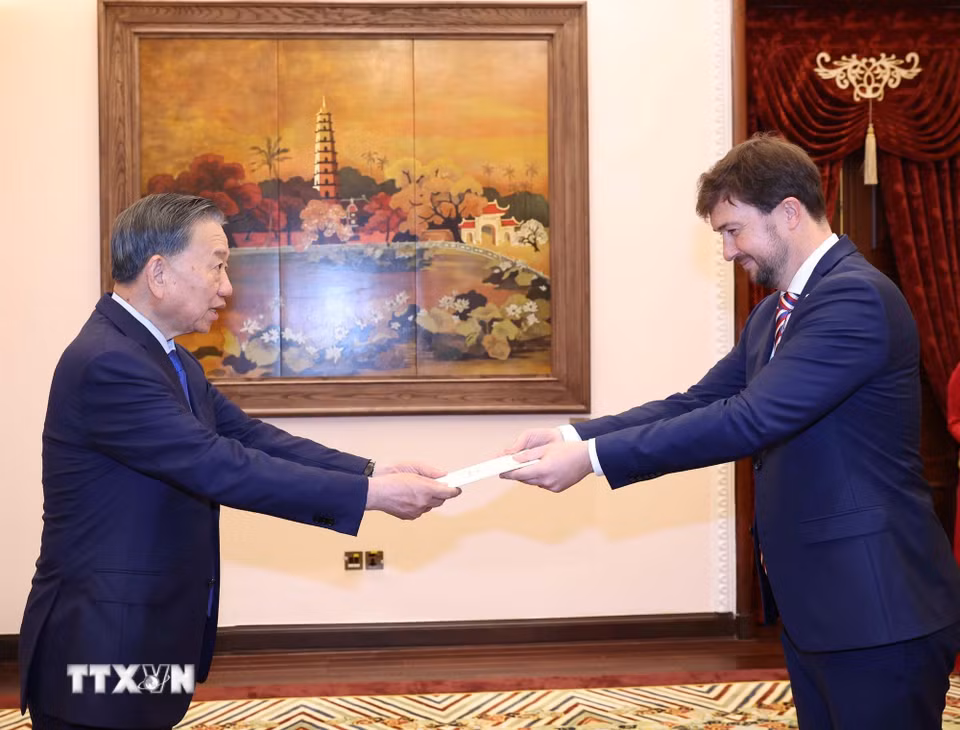 Tổng Bí thư, Chủ tịch nước Tô Lâm tiếp Đại sứ Cộng hòa Séc Lukáš Kaucký. (Ảnh: Thống Nhất/TTXVN)