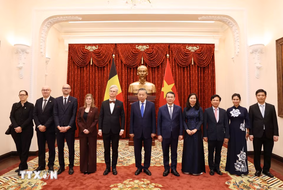Tổng Bí thư, Chủ tịch nước Tô Lâm tiếp Đại sứ Vương quốc Bỉ Pieter Leenknegt. (Ảnh: Thống Nhất/TTXVN)