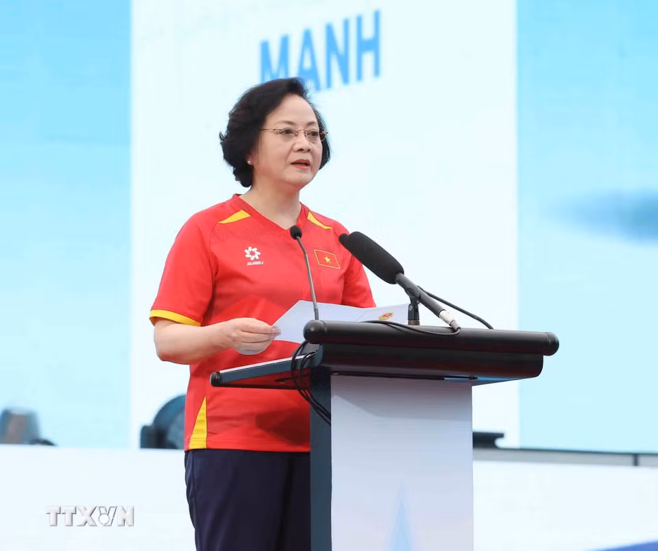 Đồng chí Phạm Thị Thanh Trà, Bí thư Trung ương Đảng, Phó Thủ tướng Chính phủ phát biểu khai mạc. (Ảnh: Phương Hoa/TTXVN)